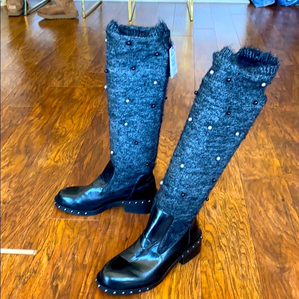 Zara beaded wool boots